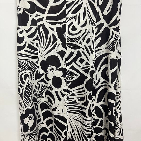 Women's Floral Sleeveless Brown White Midi Button Down Dress Size Medium - Picture 7 of 10